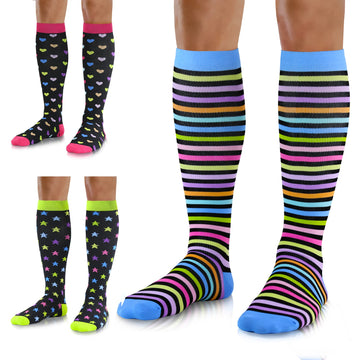 10 Colorful 3 Pack - Medical Compression Socks (20-30 mmHg)