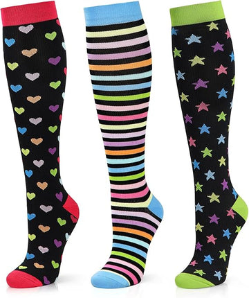 10 Colorful 3 Pack - Medical Compression Socks (20-30 mmHg)