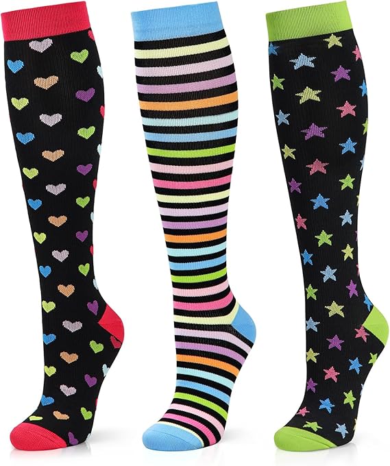 10 Colorful 3 Pack - Medical Compression Socks (20-30 mmHg)