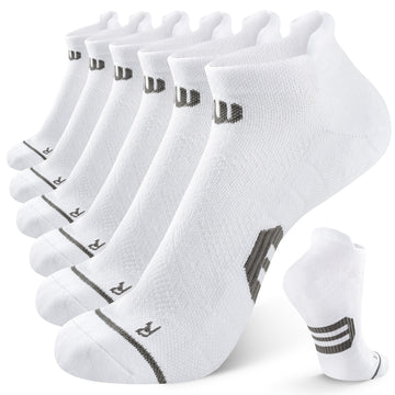 6 Pairs Low Cut Running Socks - White/Grey