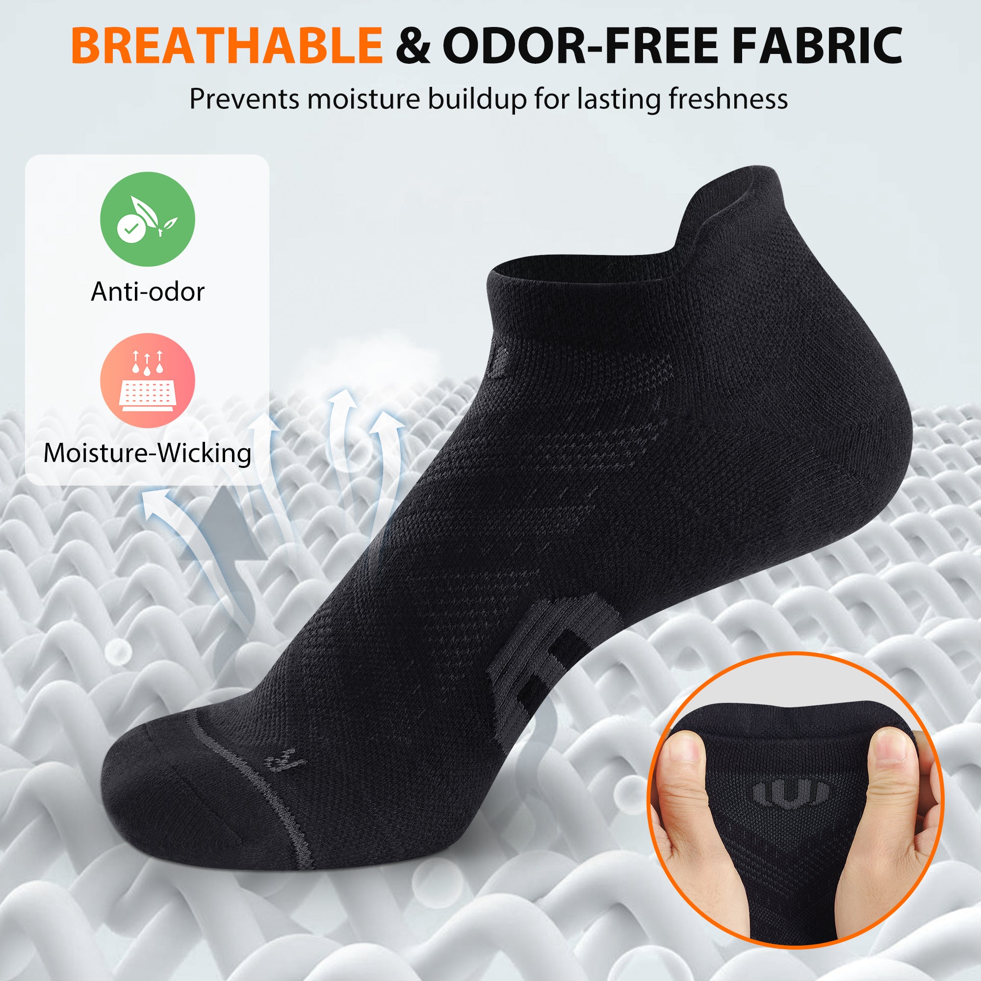 6 Pairs Low Cut Running Socks - Black/Multicolor