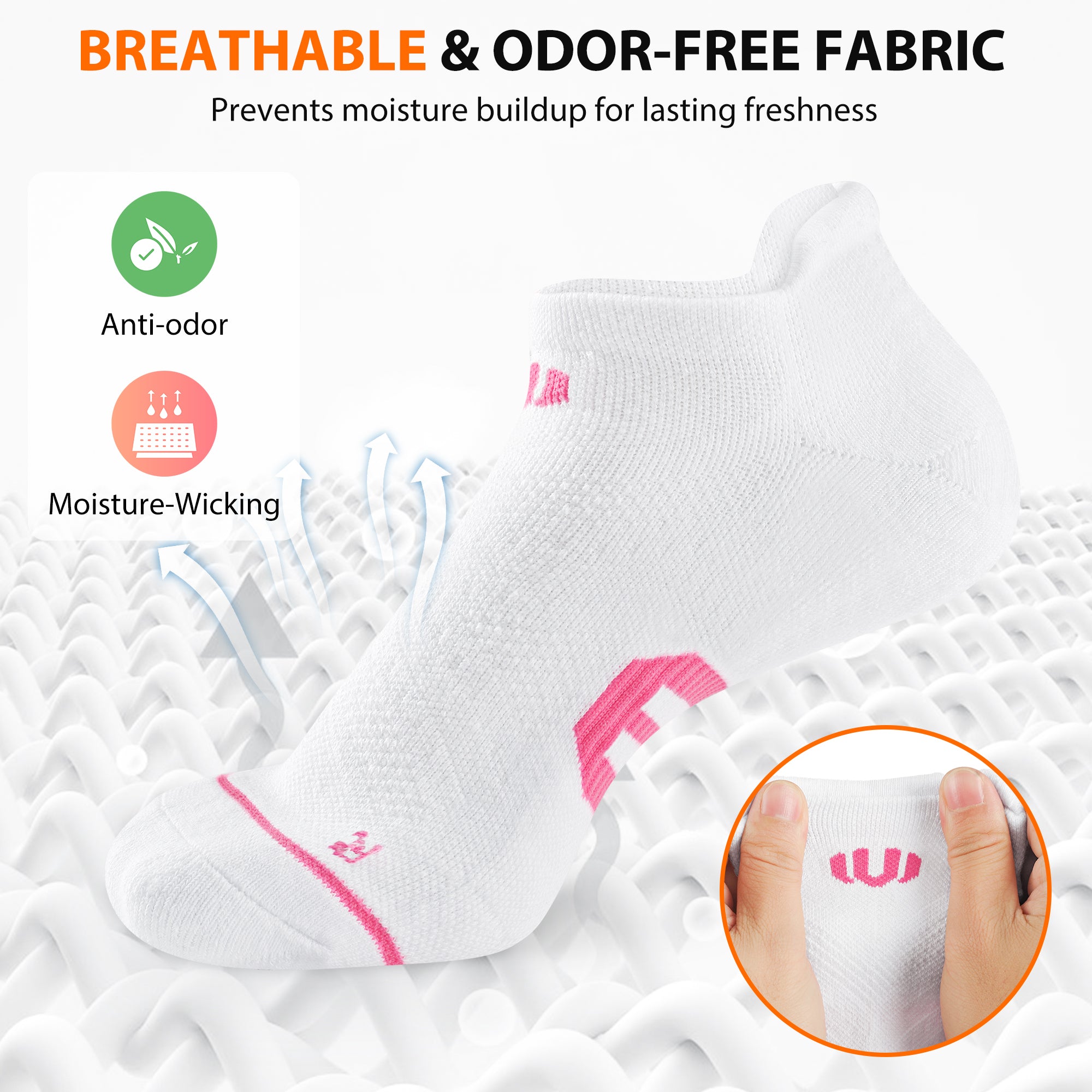 6 Pairs Low Cut Running Socks - White/Grey