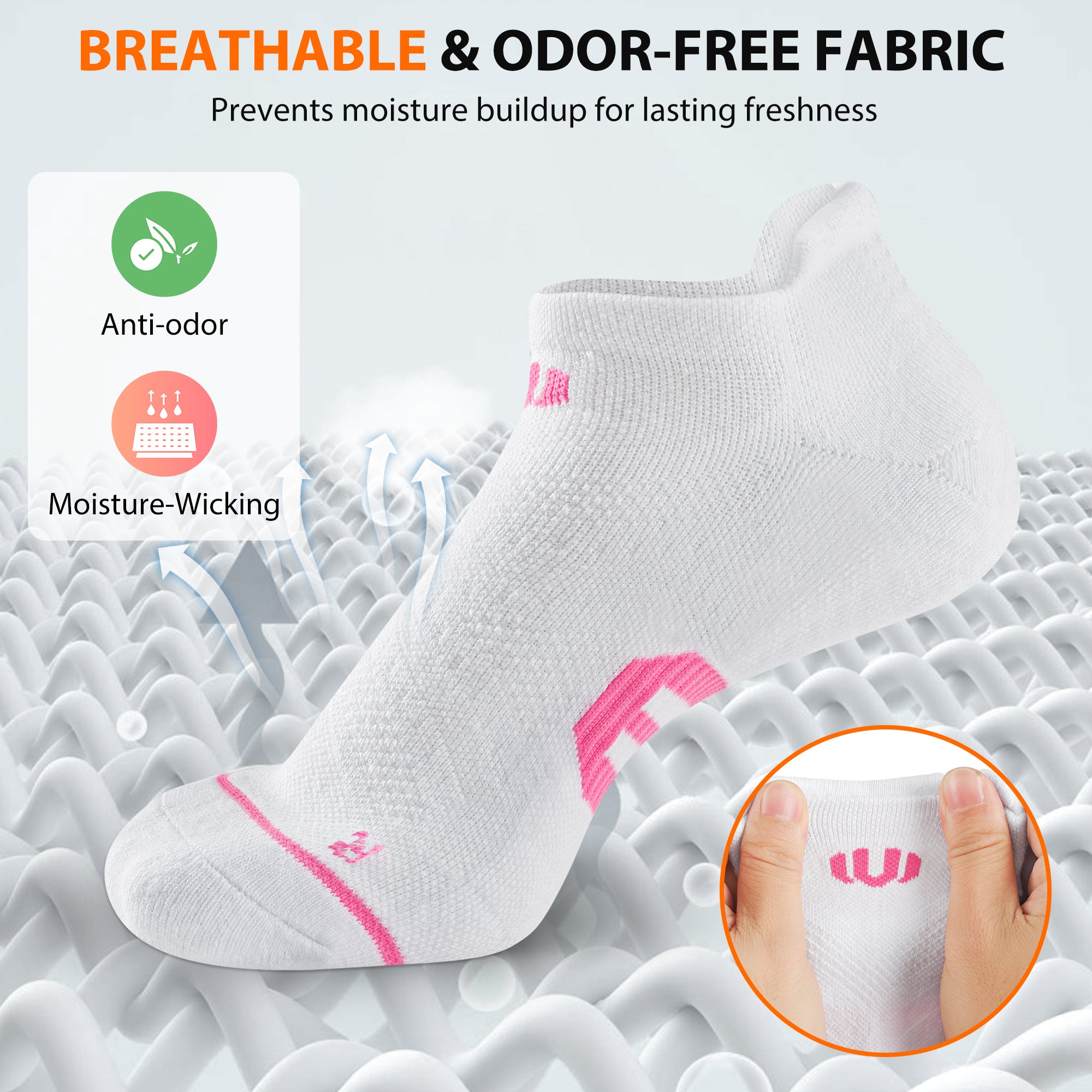 6 Pairs Low Cut Running Socks - White/Grey