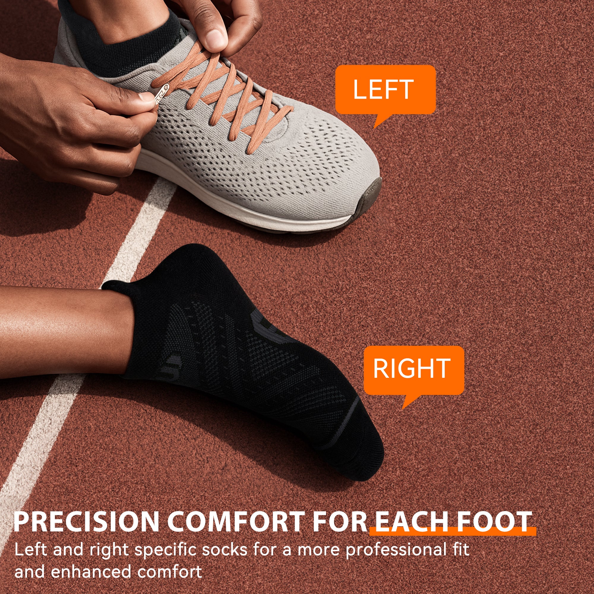 6 Pairs Low Cut Running Socks - Black/Multicolor