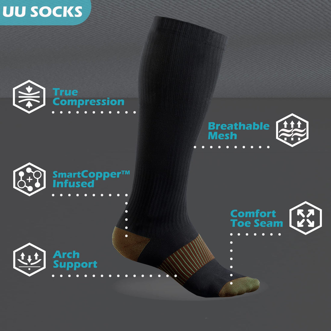 06 White Copper - Medical Compression Socks (20-30 mmHg)