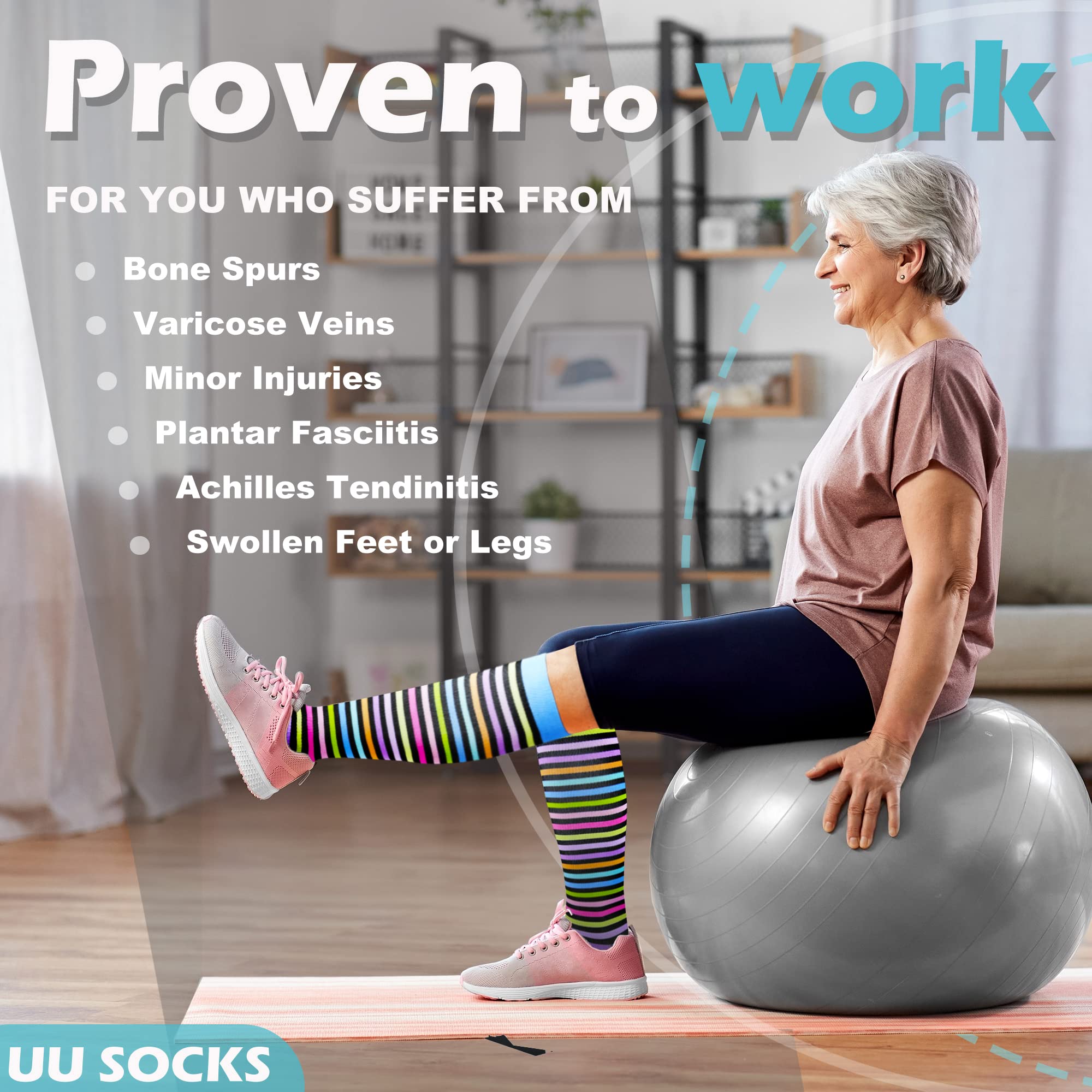 10 Colorful 3 Pack - Medical Compression Socks (20-30 mmHg)